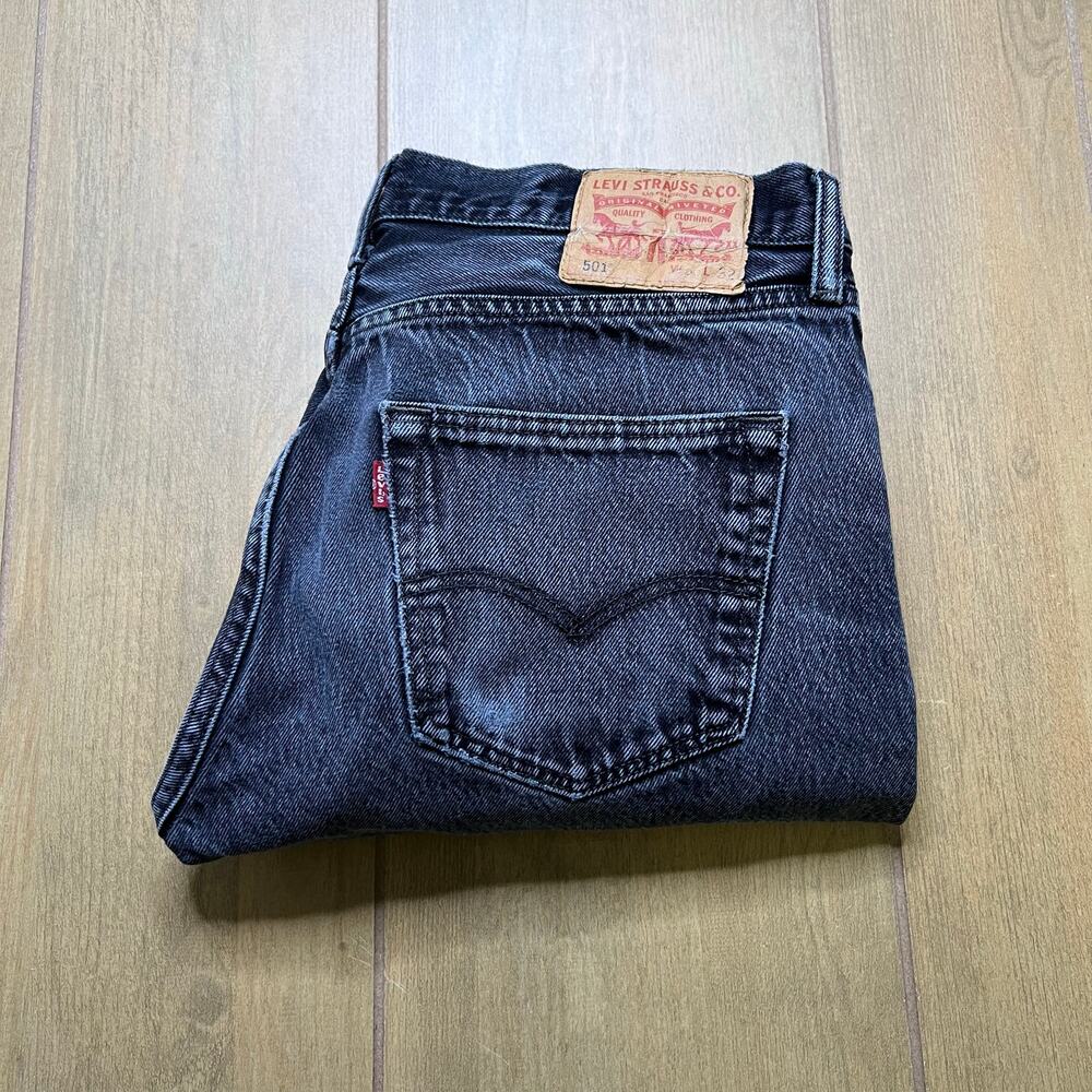 Levi’s 501 Jeans Mens  Actual Sz 32x29 Black Gray Button Fly Straight Denim Fade